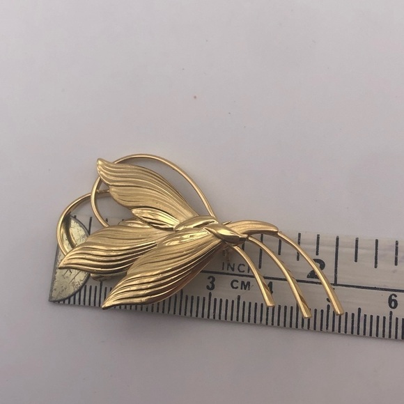 VTG Sterling Bond & Boyd Gold Tone Leaf Leaves Brooch 2” - Picture 3 of 4